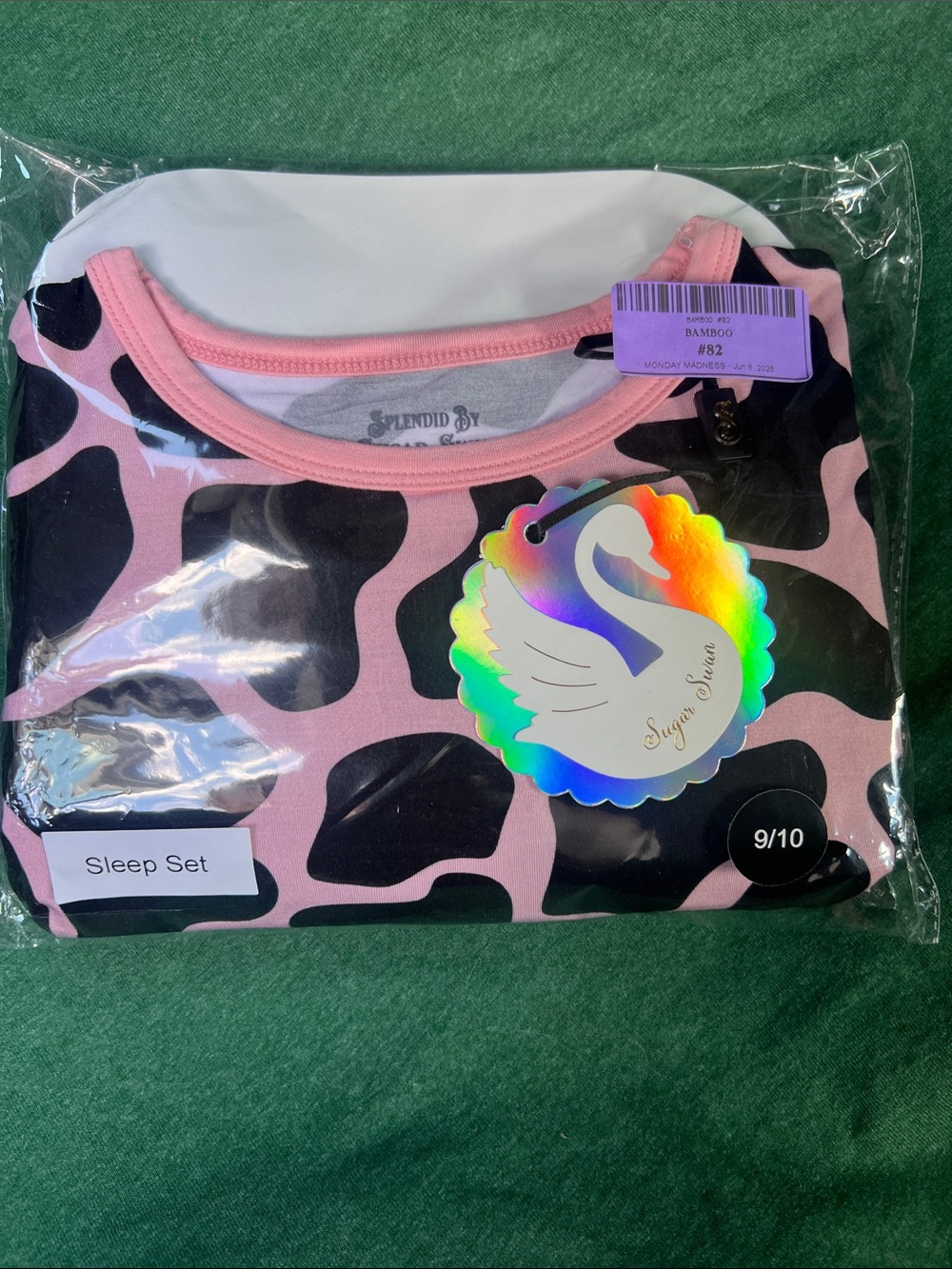 Sugar swan strawberry milk cow print bamboo